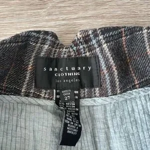 Short Sanctuary Nolita Plaid - Taille 27 Pouces - Tissu Tencel/rayon - Couleur Gris/bleu - Neuf Avec étiquettes